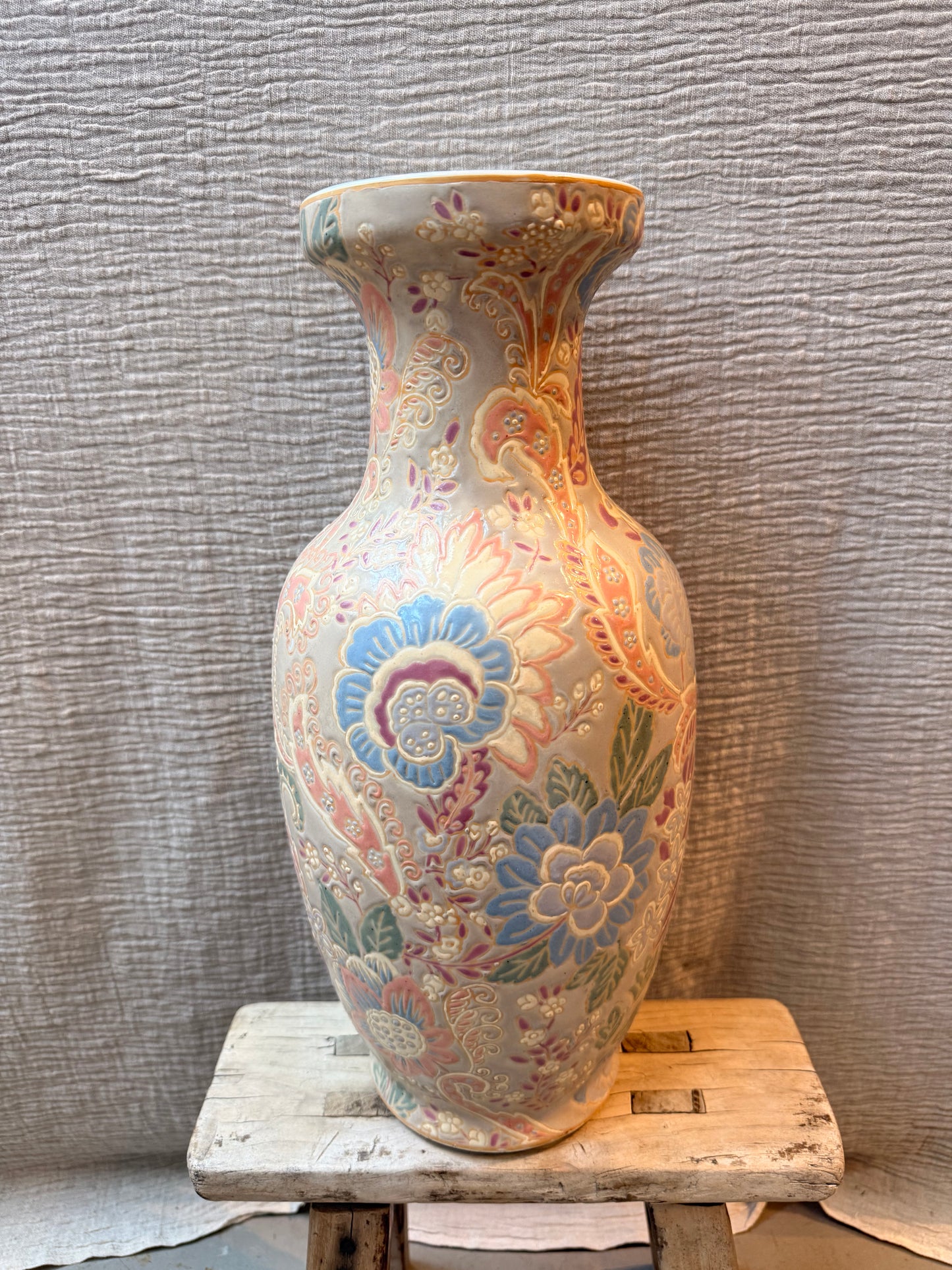 Pastel shades Kashmir hand painted Vase