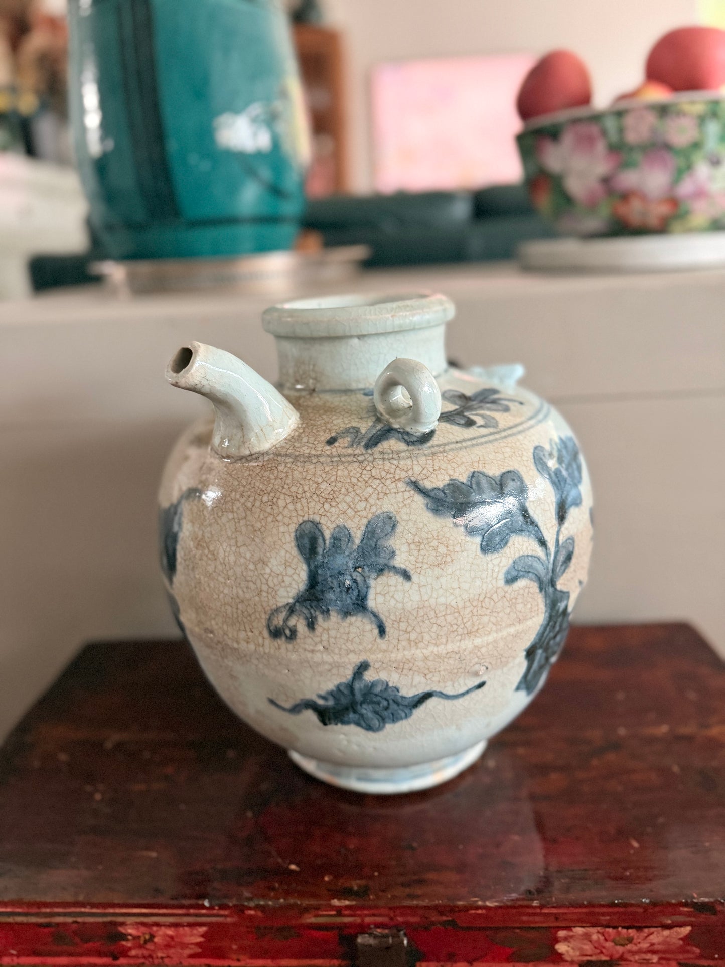 Floral antique vinegar jar / vase
