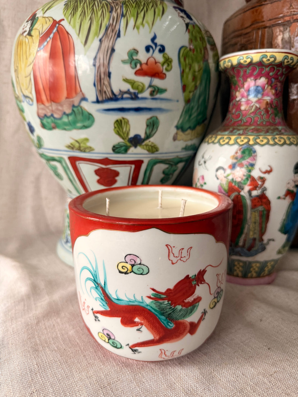 Iconic Red Phoenix Dragon cylinder Candle