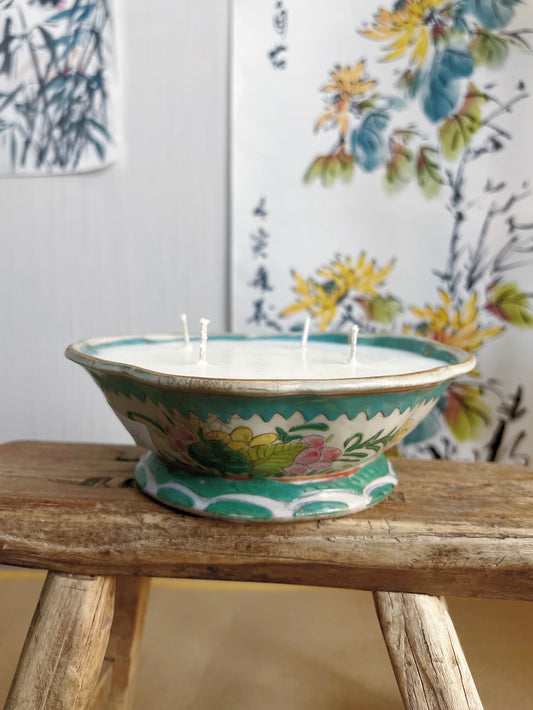 Antique hand-painted bowl 4 wicks Candle