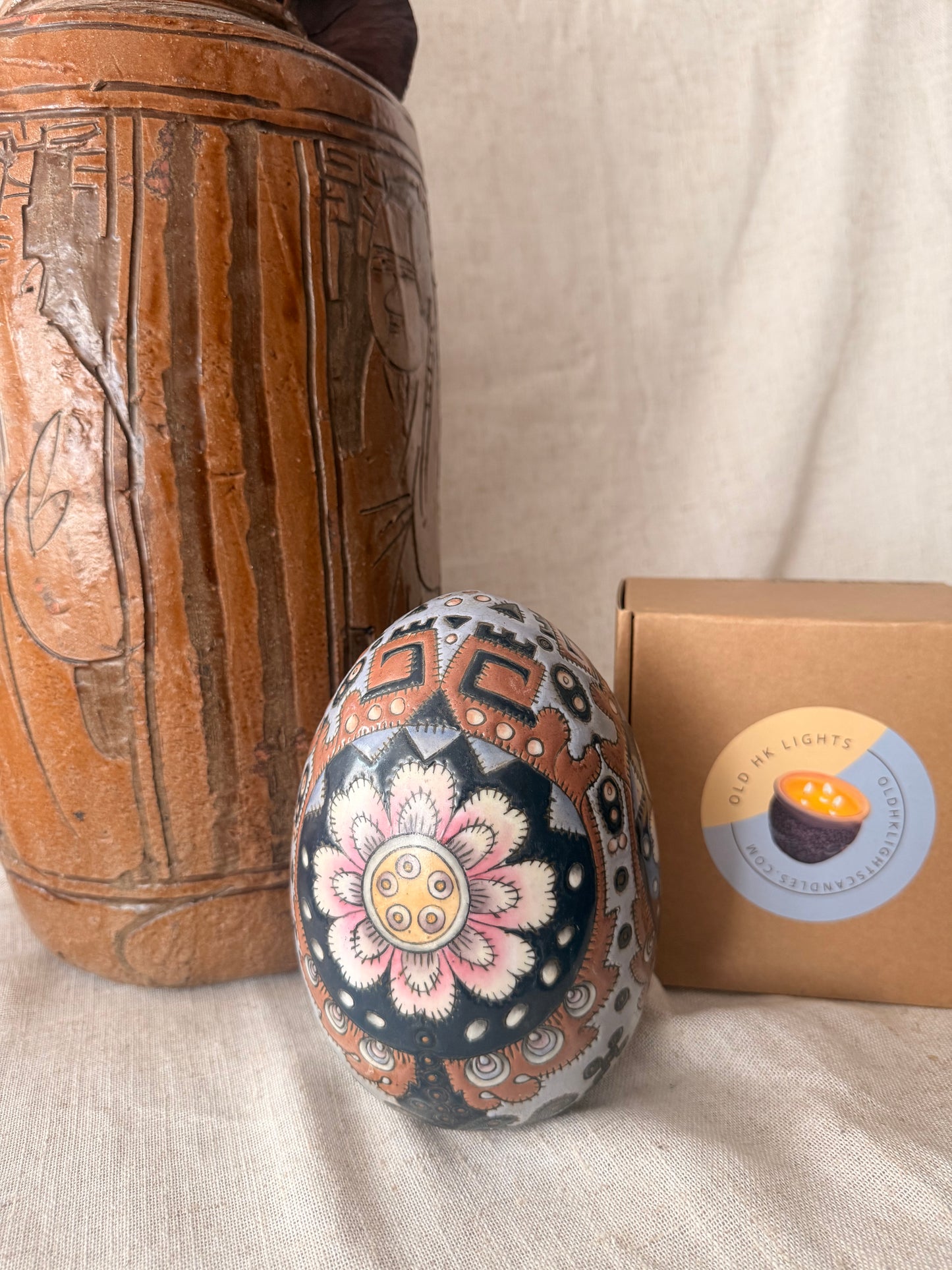 Hand painted in HK ceramic egg