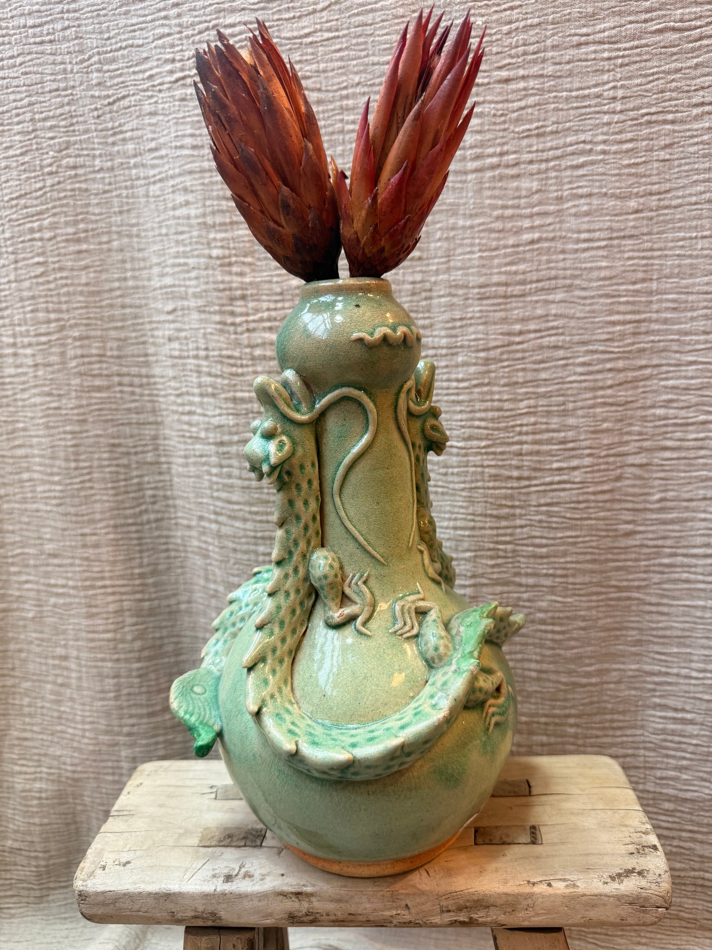 Dragon handmade green Vase