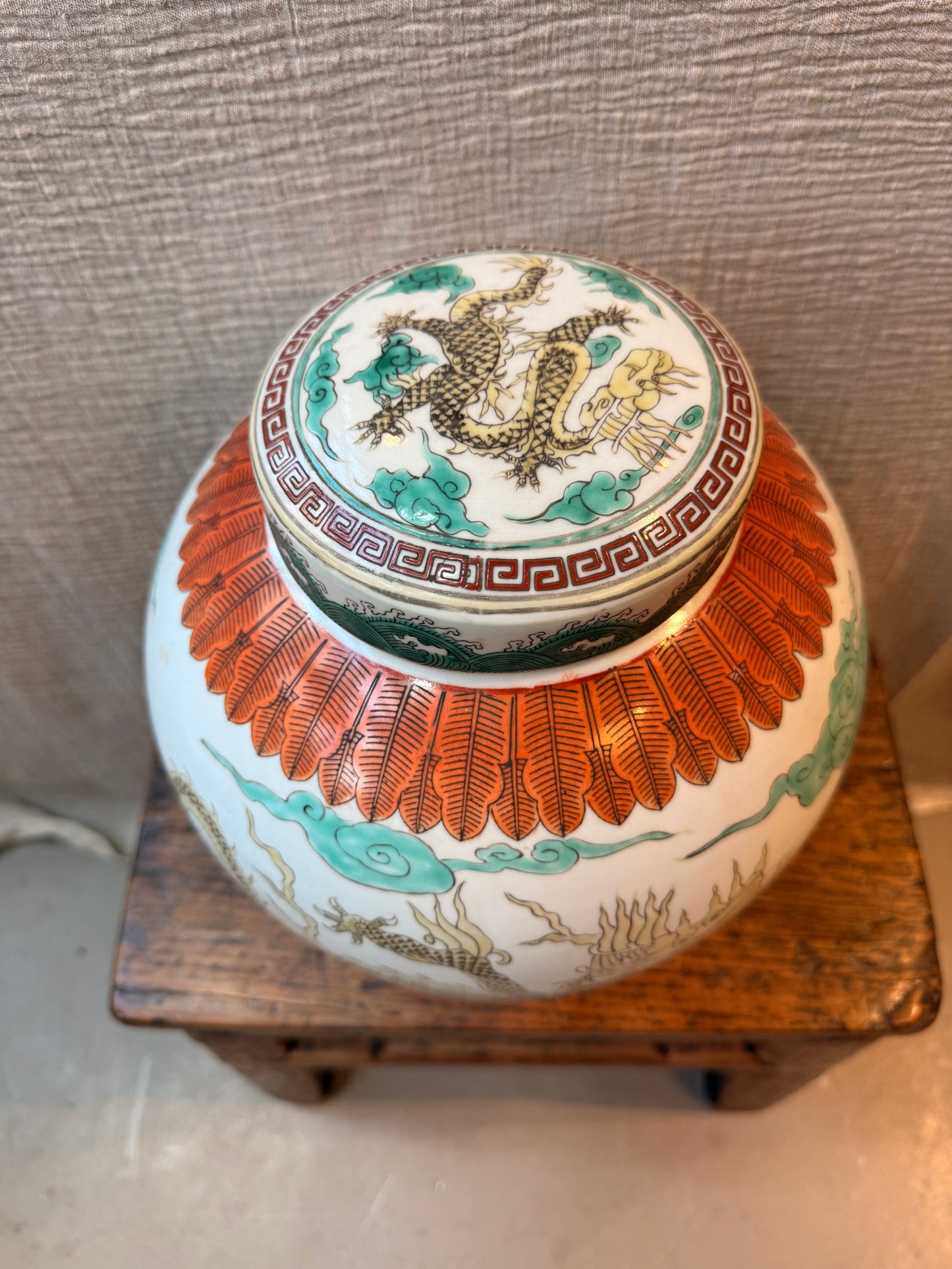 Green & Orange Dragon Ginger Jar
