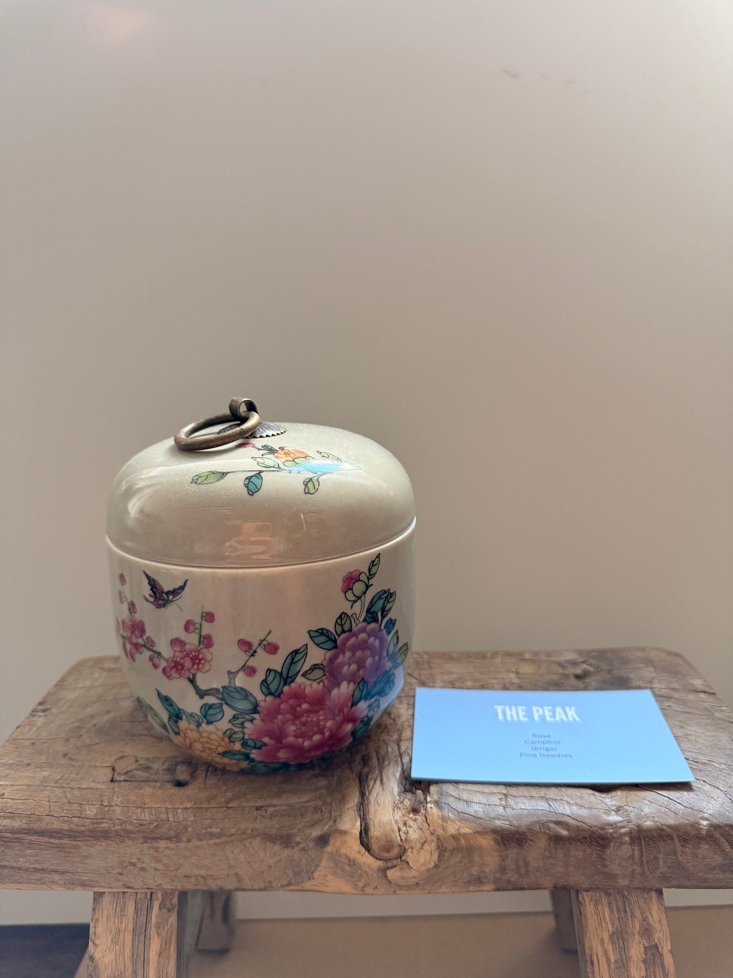 Peonies minted tea box 3 wicks candle