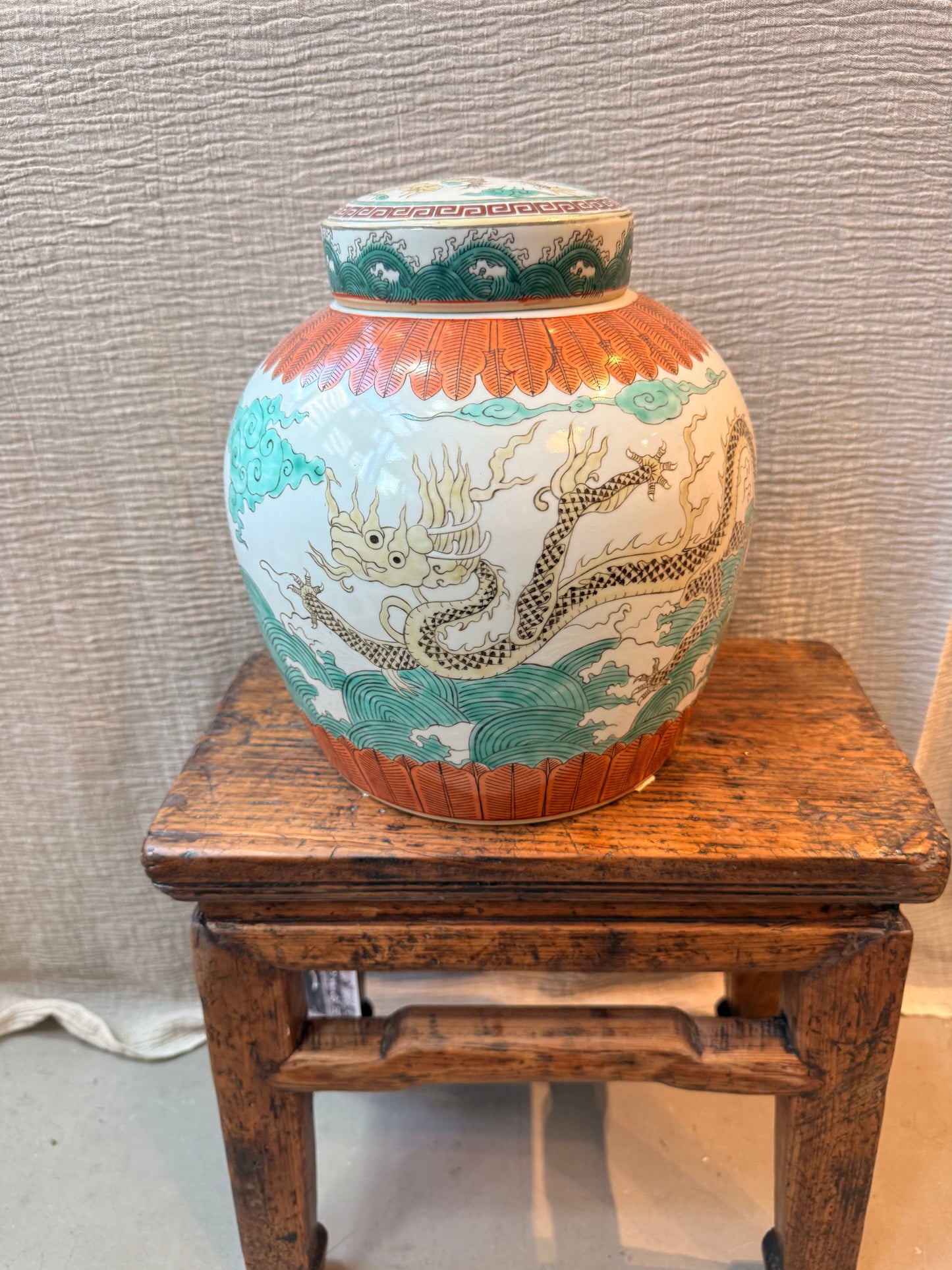 Green & Orange Dragon Ginger Jar
