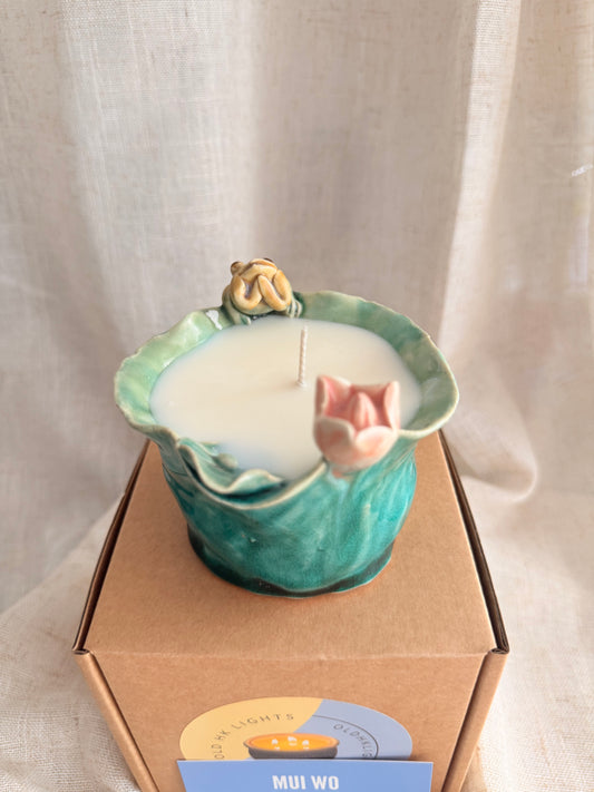 Green lotus small 1 wick candle