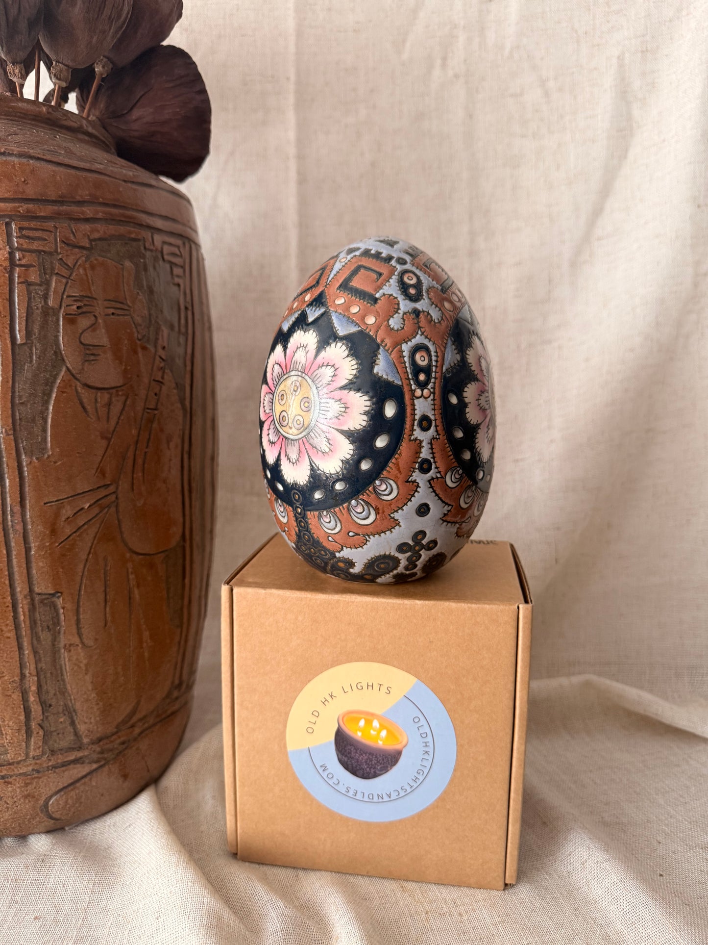 Hand painted in HK ceramic egg