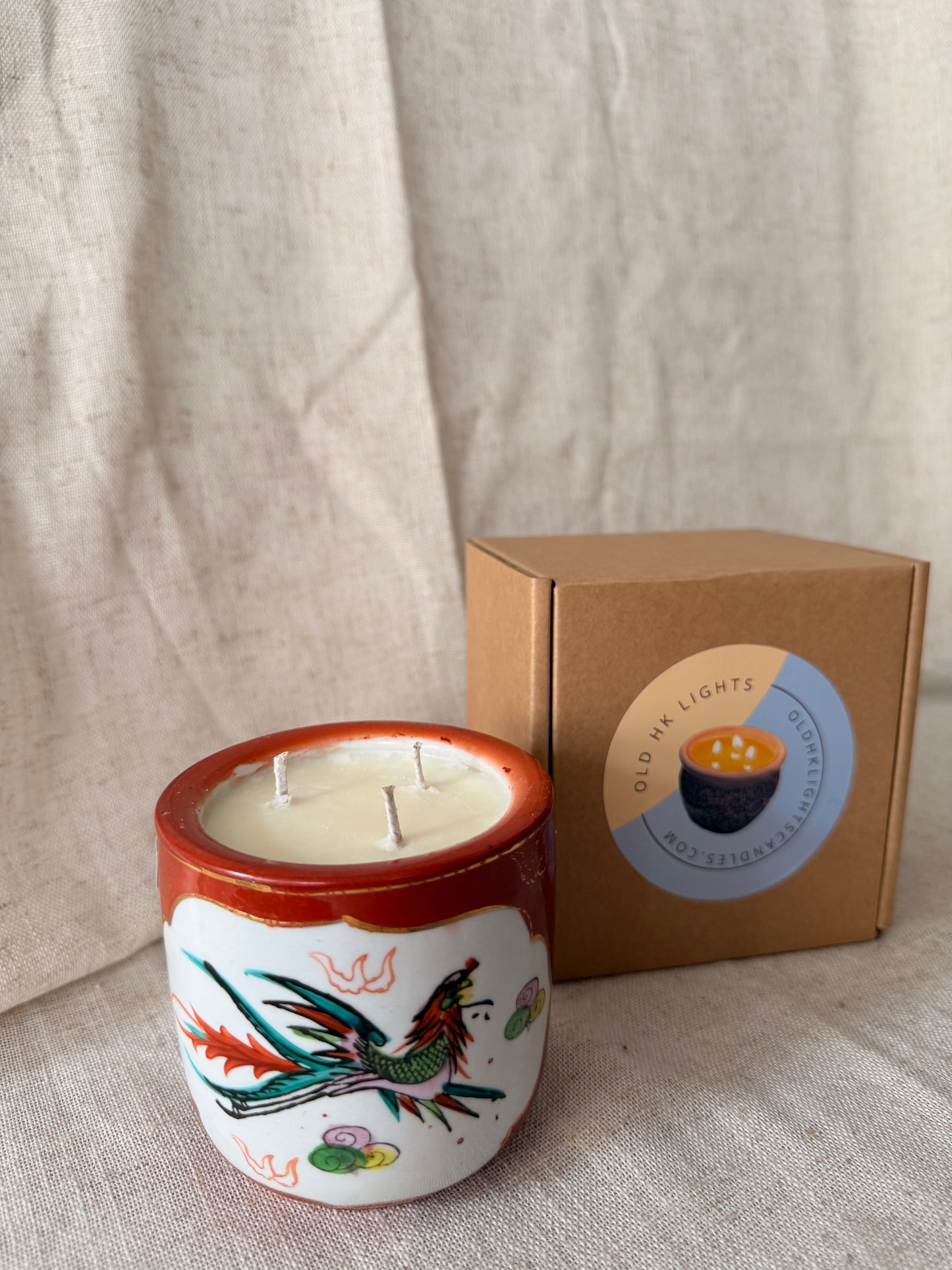 Vintage Red Phoenix and Dragon Candle