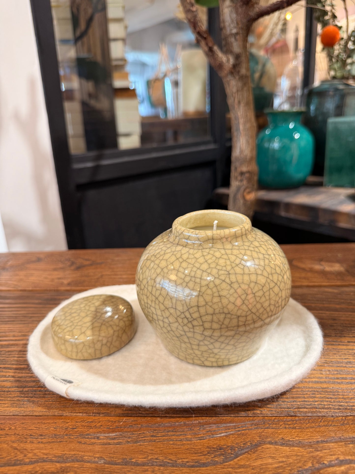 Cracked celadon Tea Jar Candle