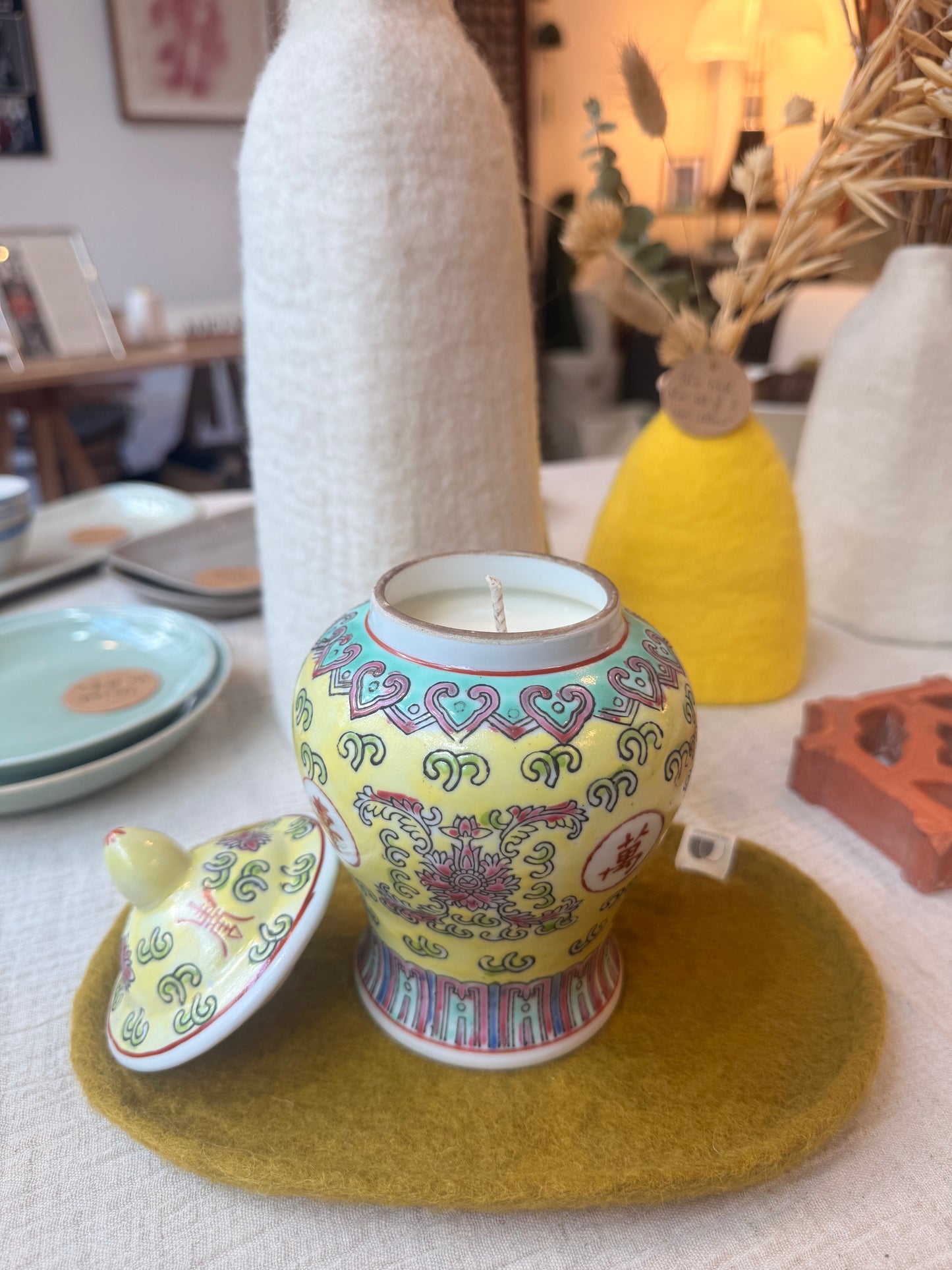 Yellow Prosperity temple jar 1 wick candle
