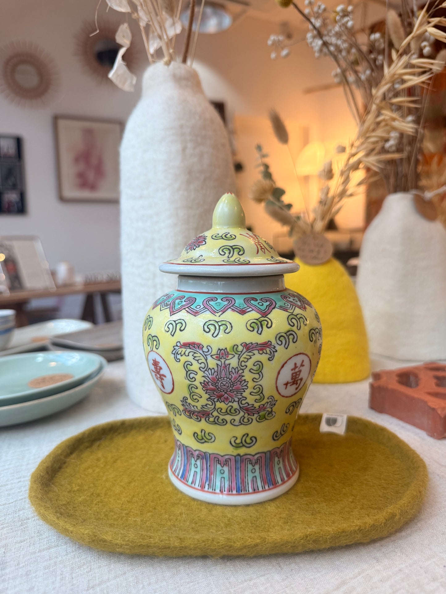 Yellow Prosperity temple jar 1 wick candle